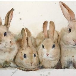 Кролики акварелью