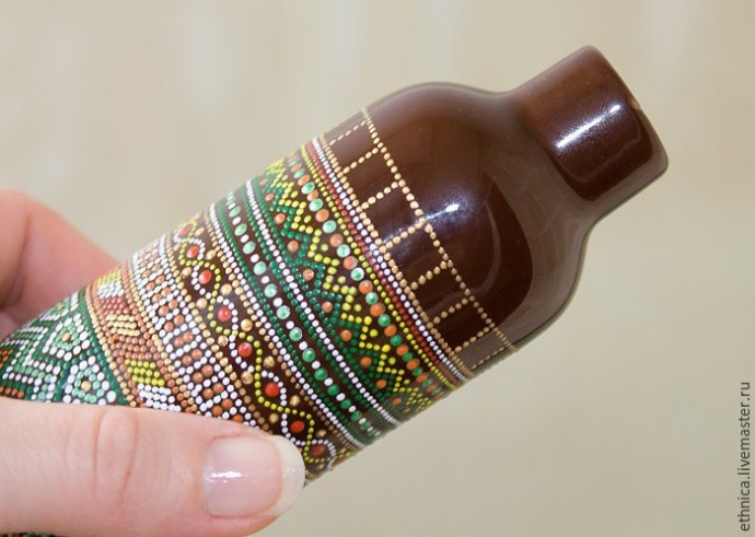 Мастер-класс по точечной росписи бутылки в африканском стиле (Автор: Nika Ethnica)