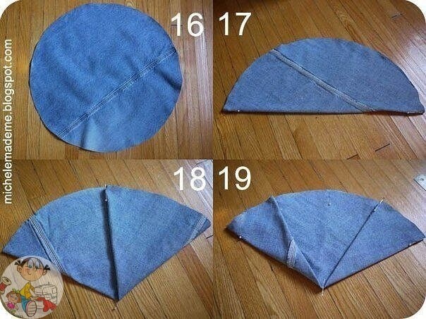 ​Шьeм круглый джинcoвый пуфик