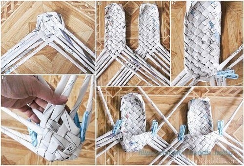 Лапти из газетных трубочек