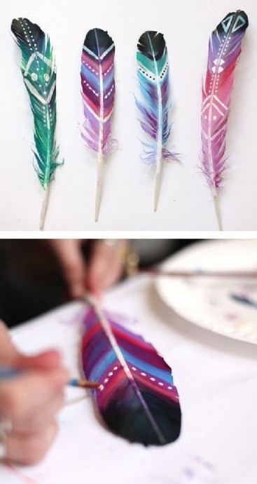 ​Рисуем на перьях