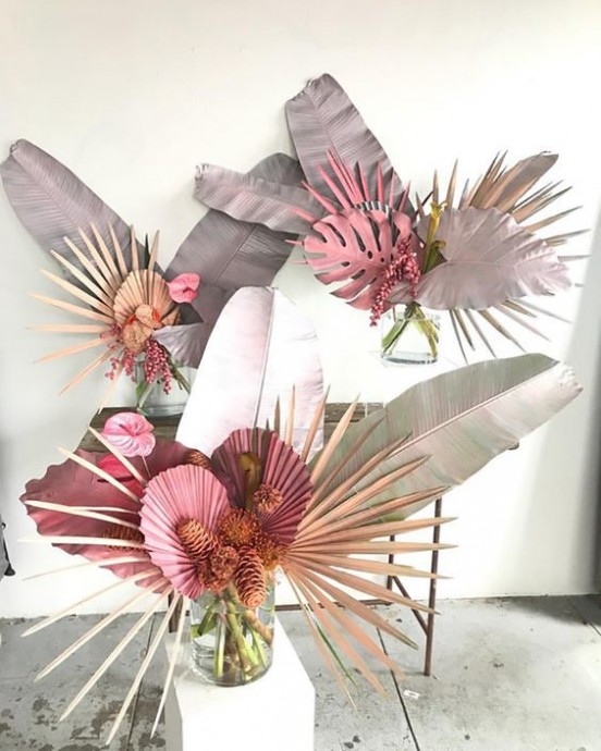 Букетики с сухоцветами и бумажными листьями: идеи для красивой жизни