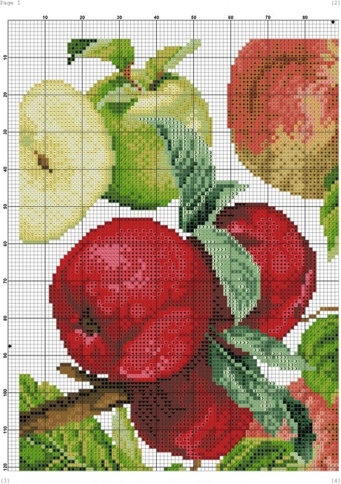 Подушка с вышивкой яблоками