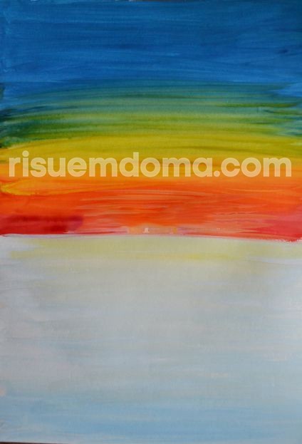 ​Рисуем березы на фоне красочного заката