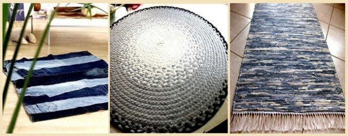 Уютные идеи ковров из старых джинсов