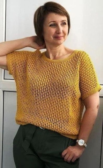 Топ узором "сеточка" спицами Топ узором "сеточка" спицами
