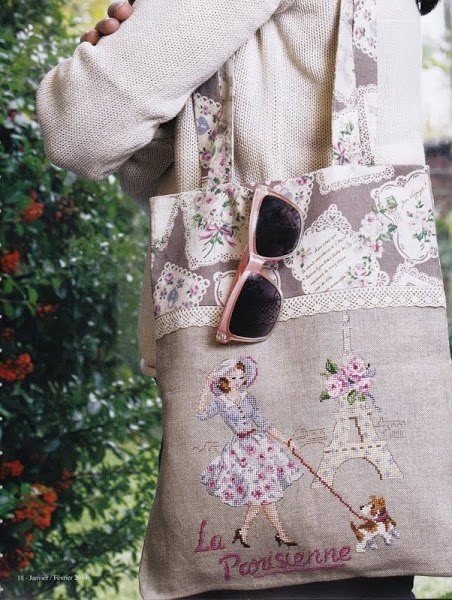 Вышивка для сумочки "Парижанка" Вышивка для сумочки "Парижанка"
