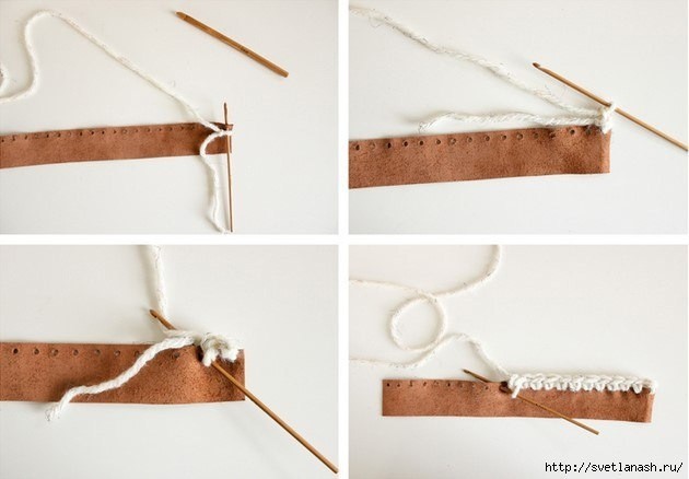 Шарф-снуд с отделкой эко-кожей и кнопками: мастер-класс