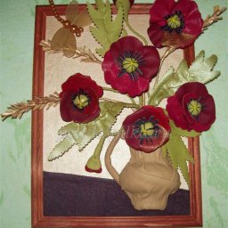 Картина из кожи "Маки"