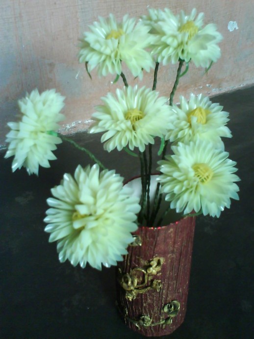 Цветы из коктейльных трубочек