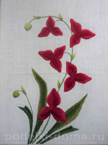 Объёмная вышивка: орхидея