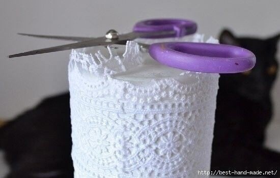Декорируем вазу кружевом