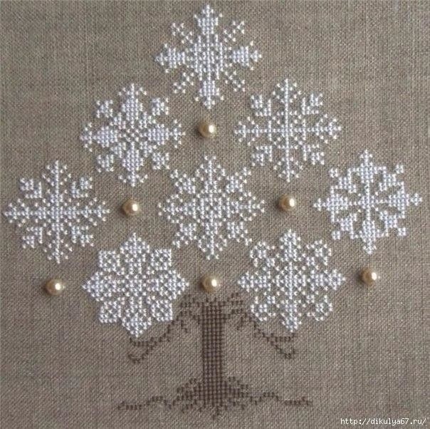 ​Дерево из разных снежинок