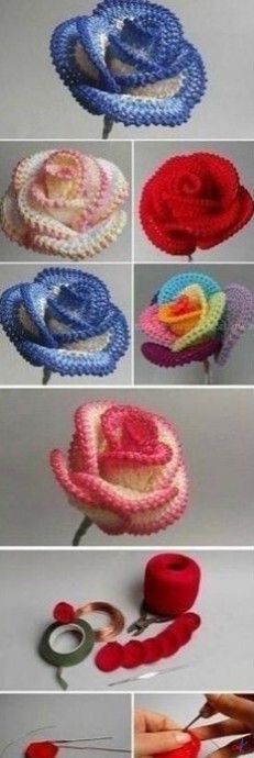 Розочки из пряжи