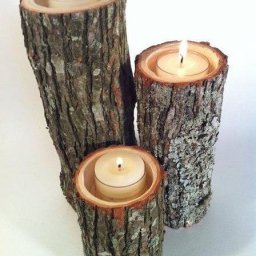 Декоративные подсвечники из спилов деревьев