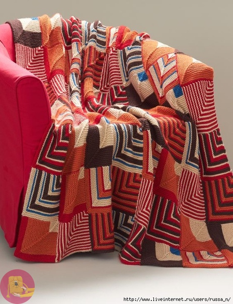 Плед спицами "Геометрия" Плед спицами "Геометрия"