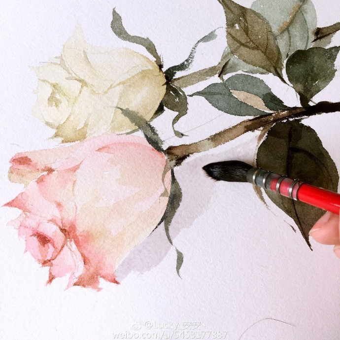 Рисуем розы акварелью