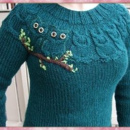 ​Схема вязания узора "Коса-сова"