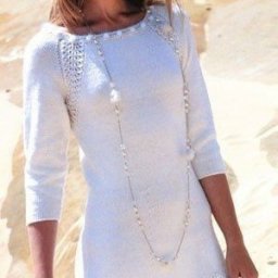 ​Белоснежное платье спицами