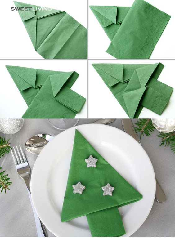 Как украсить стол ёлками из салфеток