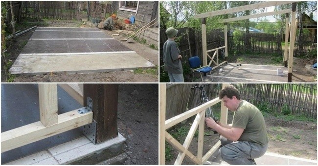 Строительство беседки с односкатной крышей на своей даче