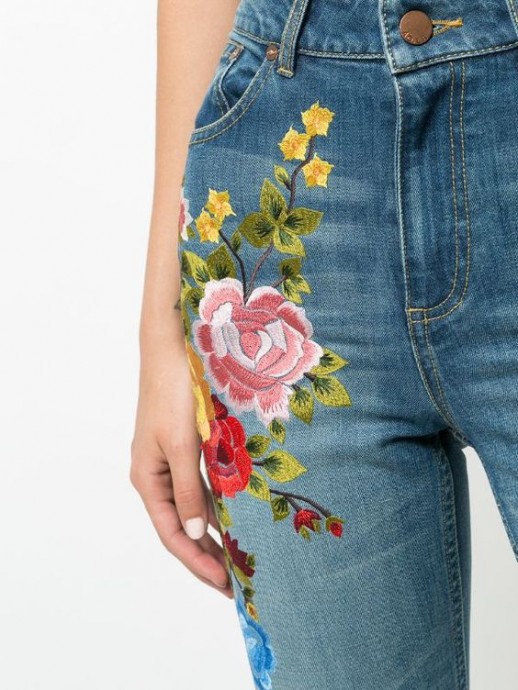 Восхитительные образцы вышивки и аппликации на джинсах