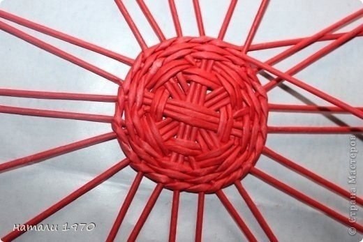 Шкатулка-клубничка из газетных трубочек