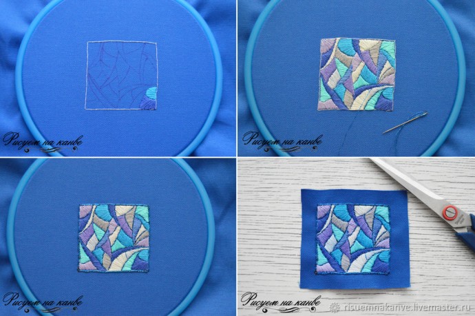 Колье с вышитым гладью кулоном