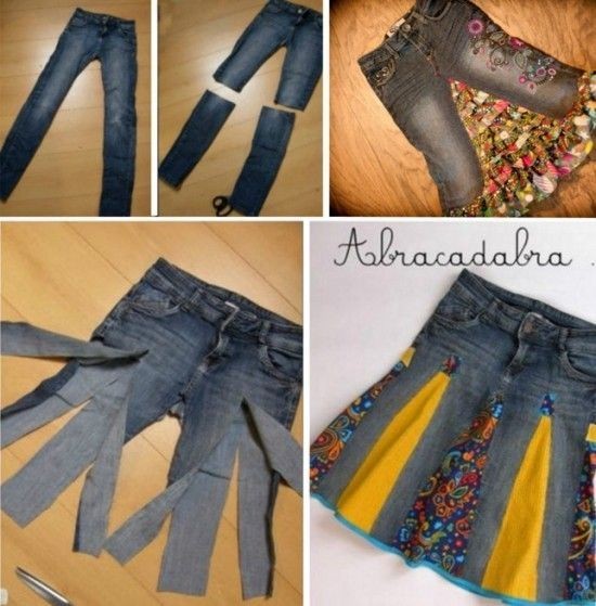 Варианты переделки джинсов в юбки