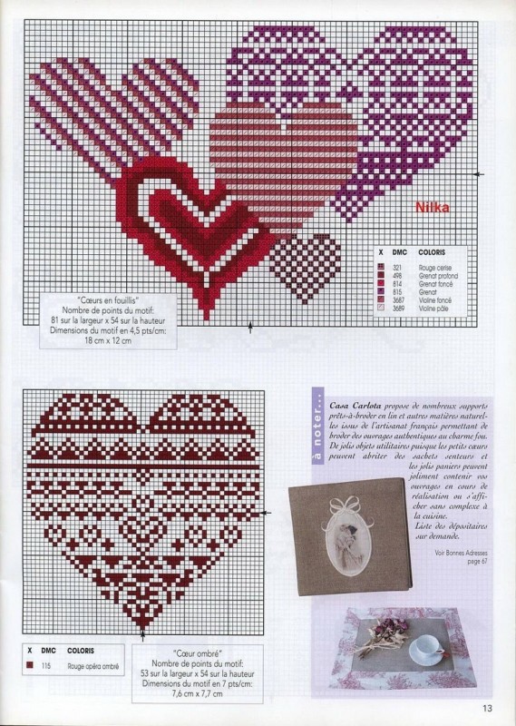 Вышиваем красивые сердечки: подборка схем