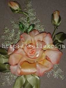 ​Вышивка лентами розы