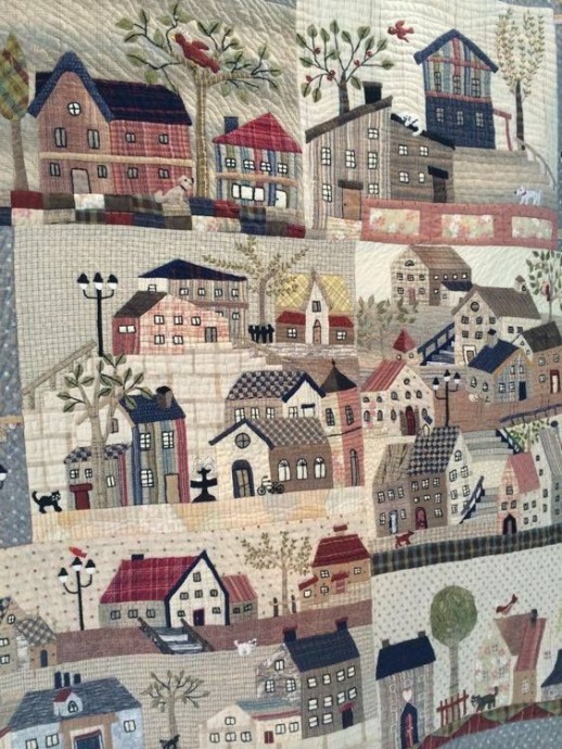 Картины в технике пэчворк: в фокусе дома и домишки