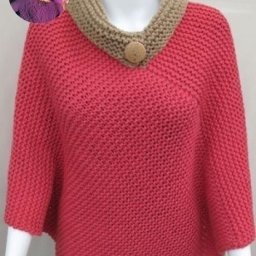 ​Простое пончо связанное спицaми