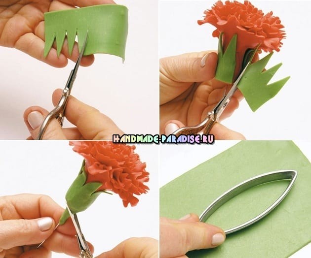 Гвоздика из холодного фарфора