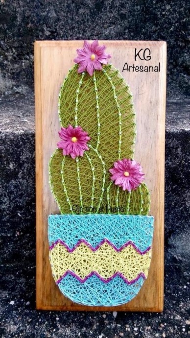 Идеи создания кактусов в технике стринг-арт