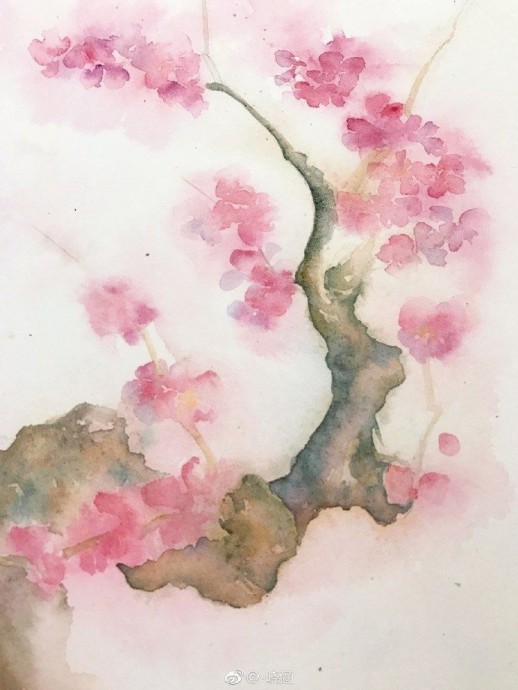 Урок рисования акварелью "Цветущее дерево"