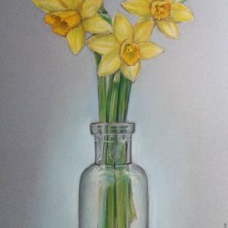 Передаем пастелью прозрачность стекла