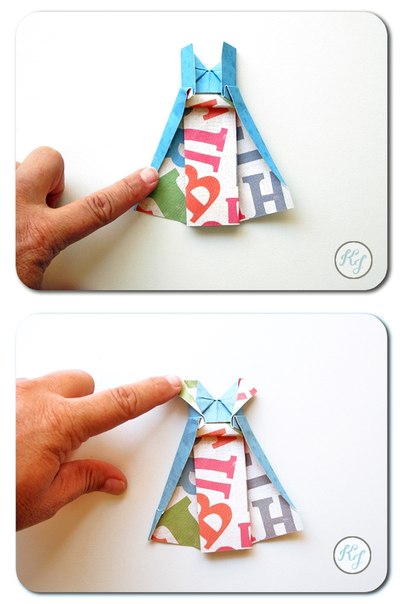 Открытки с платьями оригами