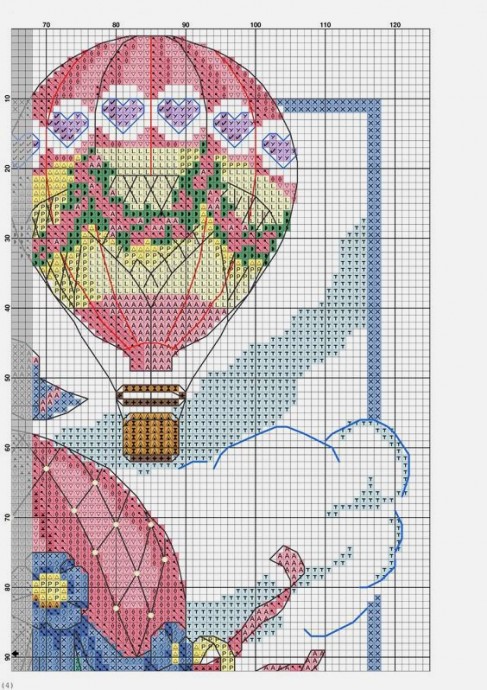 Схема для вышивки крестиком яркой картины с воздушными шарами