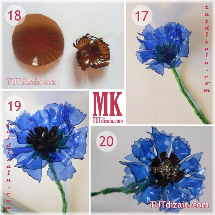 Васильки из пластиковых бутылок: мастер-класс