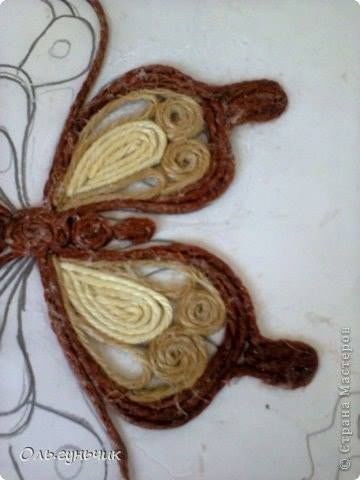 ​Интерьерная бабочка в технике шпагатной филиграни: мастер-класс