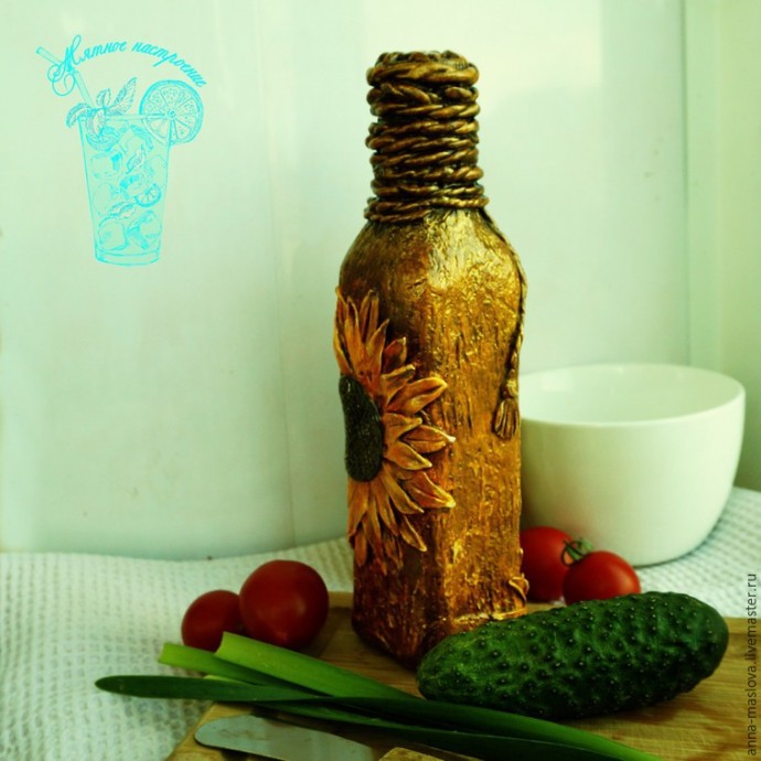 Декор бутылки для оливкового масла