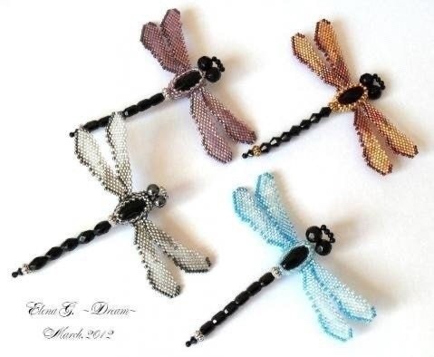 Интерьерные стрекозы из бисера