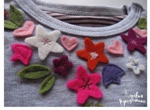 Украшаем свитер аппликацией из фетра