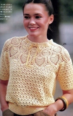 Кофта с ананасовой кокеткой