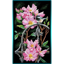 Вышивка нежных цветов на черном фоне