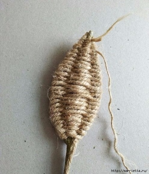 Декоративные листочки из шпагата