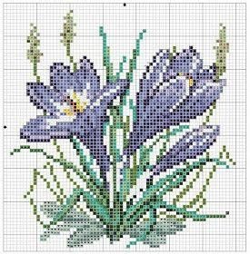 Яркие весенние крокусы:простые схемы для вышивки