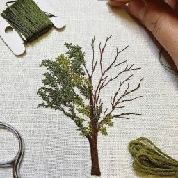 Вышивка листочков