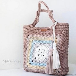 Сумка "Бабушкин квадрат" из трикотажной пряжи